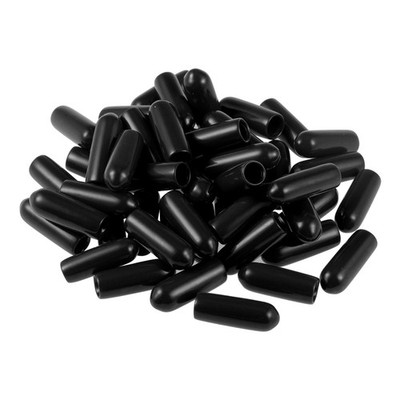 50 Pack Screw Thread Protector 3.5mm ID Round End Cap Cover Black Tube Caps
