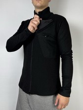 Y  s Yohji Yamamoto Wool Ribbed Double Zip Knit Abstract Pocket Sweater Size Xl