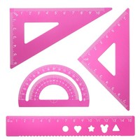 4 StüCk Dreieck Lineal Set 15Mm Aluminium Lineal Geometrischer Winkelmesser Pink