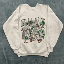 Vintage 80s New York NY Crewneck Sweatshirt Measures Size Large USA Made Raglan