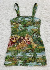 Cider Tapestry Mini Dress M Rococo Pastoral Garden Print Renaissance Cottagecore