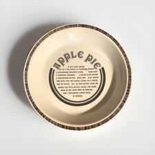 Excellent Condition- Vintage Ceramic 10" Apple Pie Recipe Plate Brown Printed
