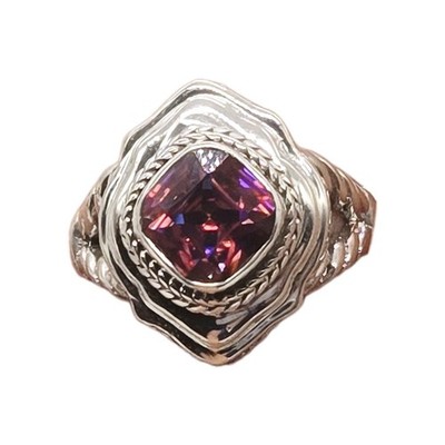 SARDA Ring Sterling 925 Mystic Quartz Summer Peach Cocktail Statement Size 8