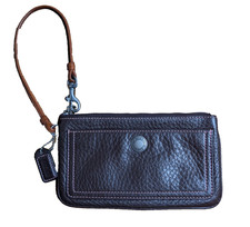 Vintage Coach Brown Pebbled Leather Wristlet  Hangtag Authentic 90's Y2K