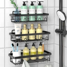 Shower Caddy, 3 Pack Organizer, Adhesive No Drilling Traceless Shelves, Rustp...