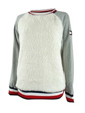 Tommy Hilfiger Women's Colorblocked Fleece Sweatshirt M, Soft Ivory