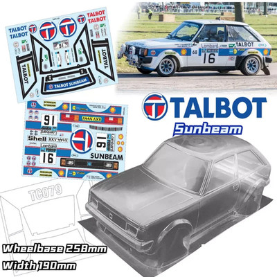 1/10 RC Rally PC Body Shell Talbot Sunbeam 258Mm Wheelbase 190Mm Width for 1/10