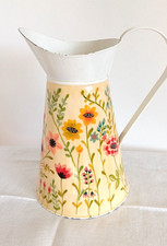 Large Hand Crafted Multicoloured Floral  Enameled/ Metal Jug/Pitcher - 30 cm