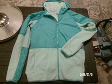 Giacca Columbia Youth XL 18 verde come nuova pile full zip davanti con cappuccio Cold Gear EX