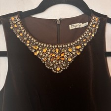 Eliza J Rhinestone Sz 4 Brown Velvet Sheath Dress MSRP$138 Event Sexy Date Night
