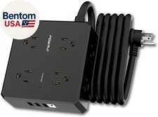Surge Protector Power Strip - 10 Ft Flat Plug Extension Cord with 8 Widely Outle
