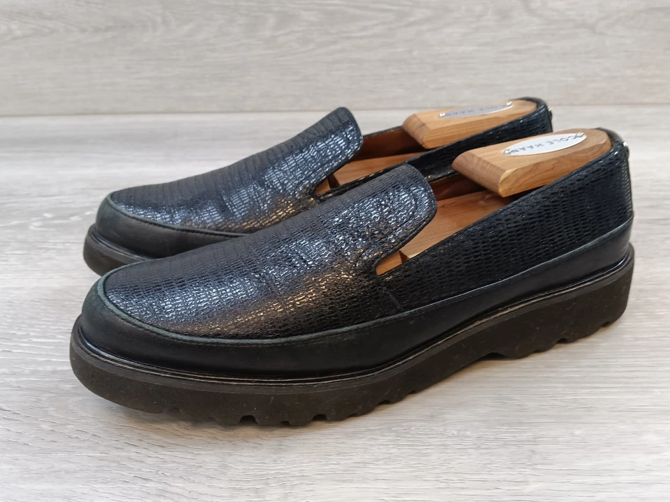 Zapatos planos de ballet Donald J Piner para mujer 7,5 marrón hebilla cocodrilo punta abierta Foto 3 de 4