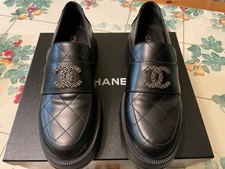 CHANEL Quilted Black Leather Loafer Shoes. Worn Once. Size 39.5 UK 6.5.