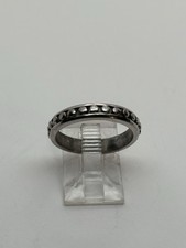 3.3g BEADED FINISH STERLING SILVER STAMPED BAND RING SIZE 7 FINE JEWELRY