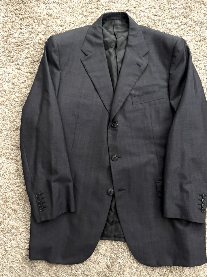Traje Chaqueta Abrigo Hombre Gieves & Hawkes 44R Lana/Seda Super 120s Gris Oscuro 3-Btn. Foto 2 de 4