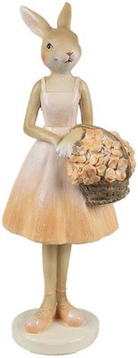 Clayre & Eef 6PR4419 Deko Kaninchen Beige Rosa 9x6x21 cm Polyresin