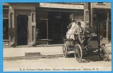 Sidney, NY, B.E. Pudney's Music Store, Delivery Truck w/Piano, RPPC Postcard