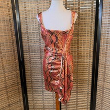 ASOS DESIGN Sequin Snake Print Dress Womens 12 Pink Orange Draped Mini Dress