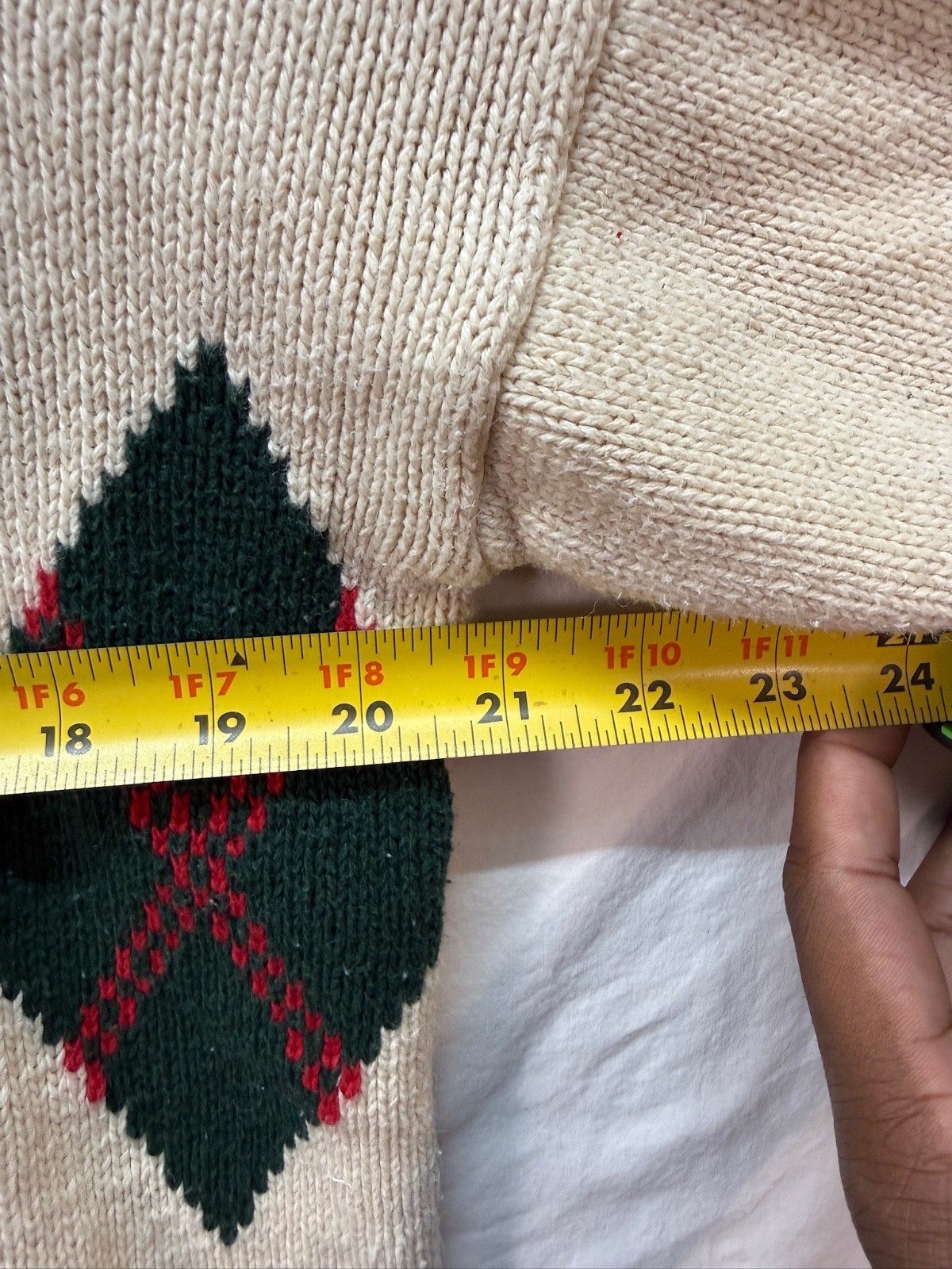 Bowen & Wright Argyle Sweater Medium Cream Preppy… - image 6