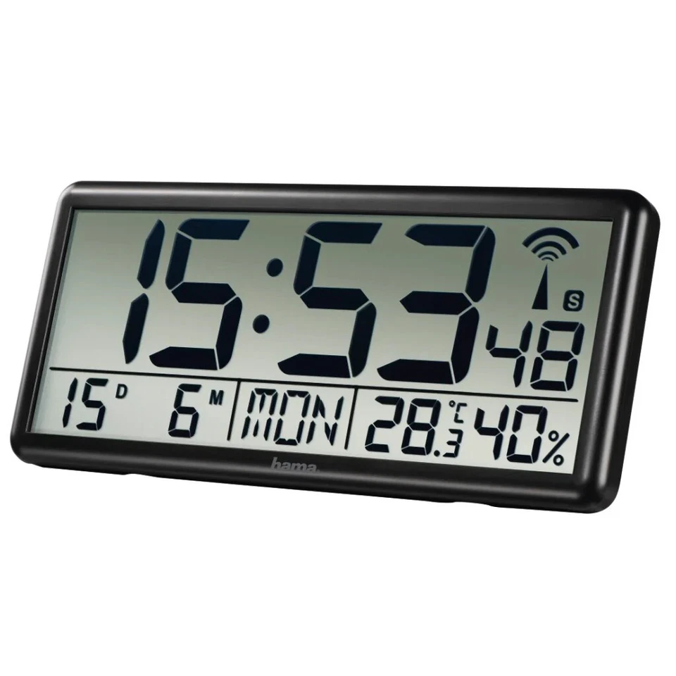 Hama digitale Funk-Wanduhr Jumbo Schwarz - Bild 2 von 2