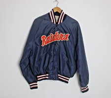 Giacca vintage DeLong Raiders nylon Varsity made in USA adulto grande