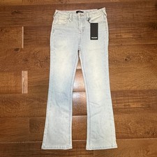 True Religion Becca Kids High Rise Bootcut Jeans Light Wash Pink Stitch Size 14