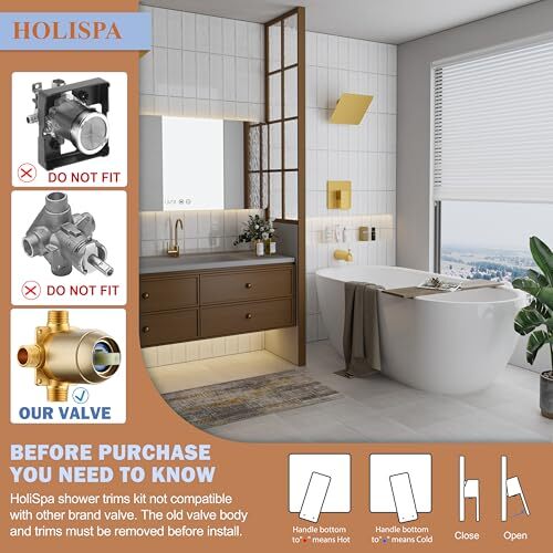 Shower Faucet Set, Gold Tub Shower Faucet with 8-Inch Rainfall Shower Head and - Bild 2 von 7