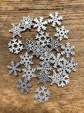 25 SMALL Silver Snowflake Wood Christmas Ornament Supplies, wooden shapes DIY