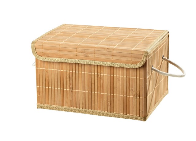 Aufbewahrungsbox Dekobox Aufbewahrungskiste Regalkorb mit Deckel Bambus