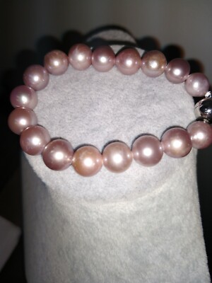 EXQUISITES lila Edison Pearl 8-12 mm Perlenarmband in Rhod SS, 6,5'' lngt, mgntc