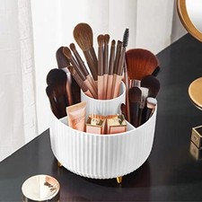 Makeup Brush Holder Organizer,360  Rotating Makeup Brush Organizer,5 Slot White