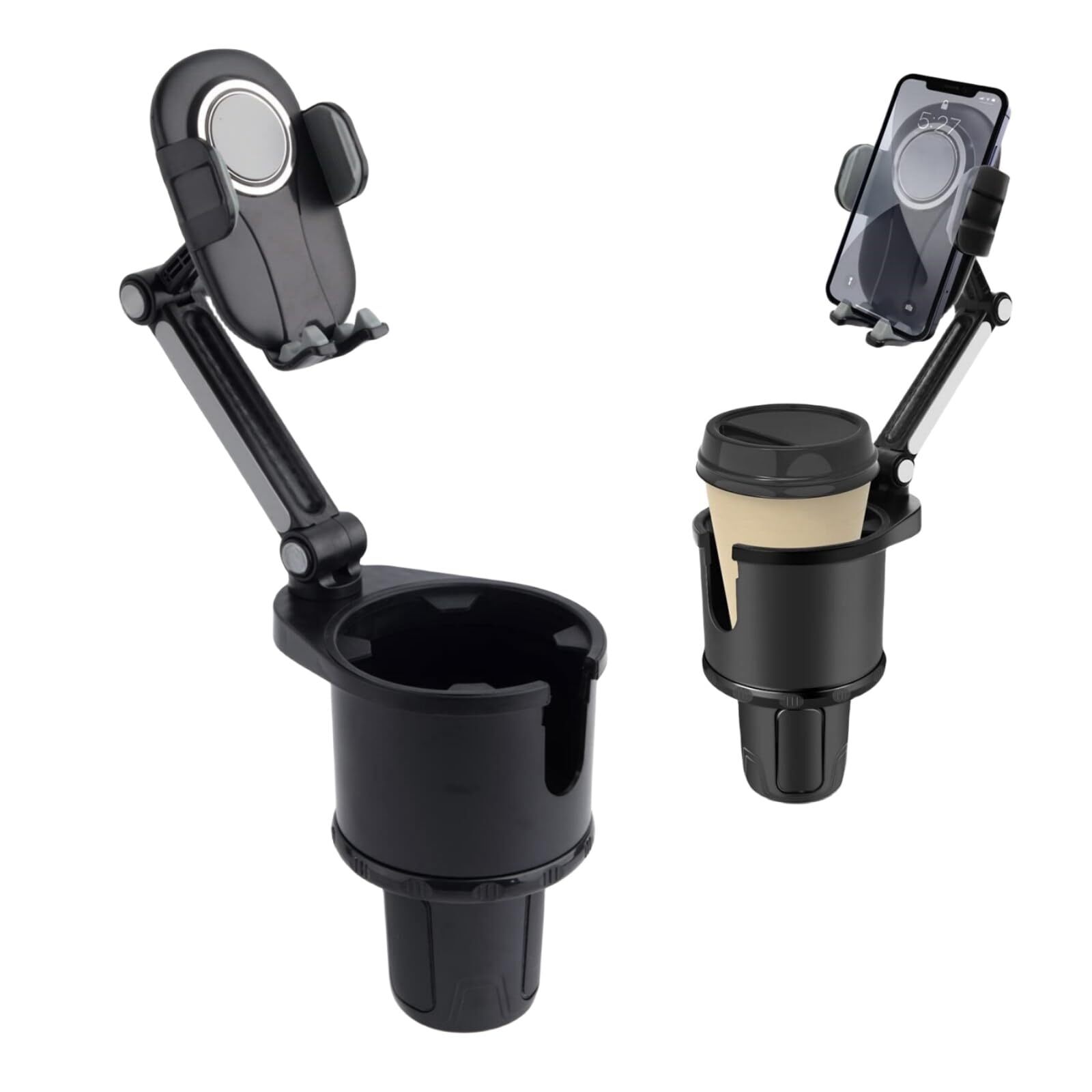 Car Cup Holder Expander Adjustable Base with Phone Mount 360° Rotation Cup Ho...