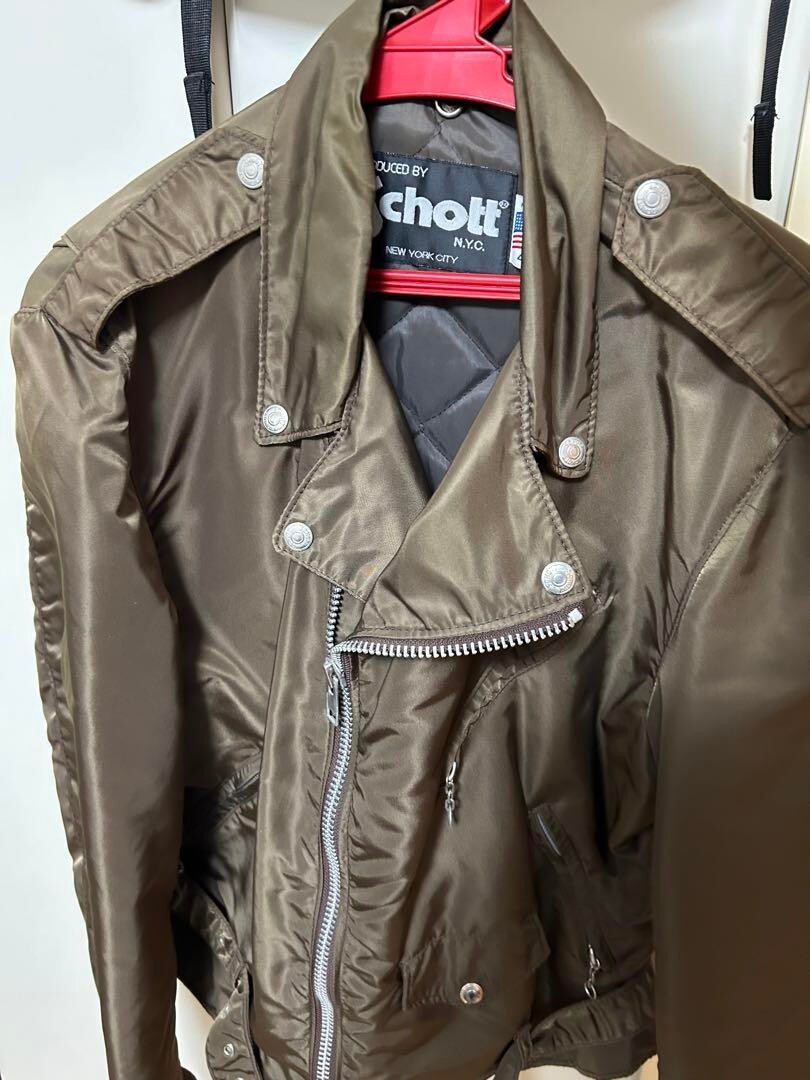 【schott】Nylon double riders jacket Schott Nylon Double Riders Jacket Blouson Men Size 40 Genuine USED