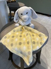 Little Beginnings Lovey White Plush Stuffed Dog Yellow Gray Security Blanket