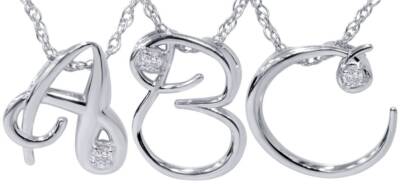 Diamant Initialen Anhänger 10K Weißgold