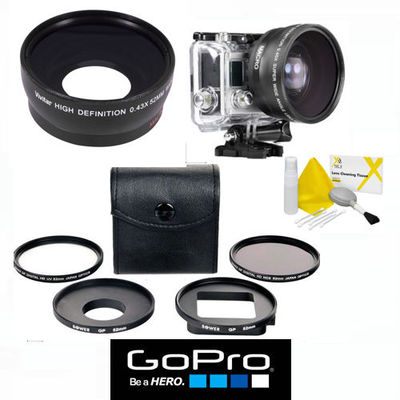 WIDE ANGLE LENS + CLOSE UP LENS + UV/CPL HD FILTER KIT FOR GOPRO HERO4 SILVER