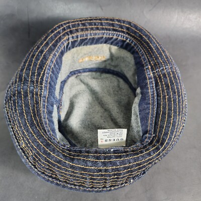 Guess Dark Blue Denim Bucket Hat 100% Cotton One Size Fits