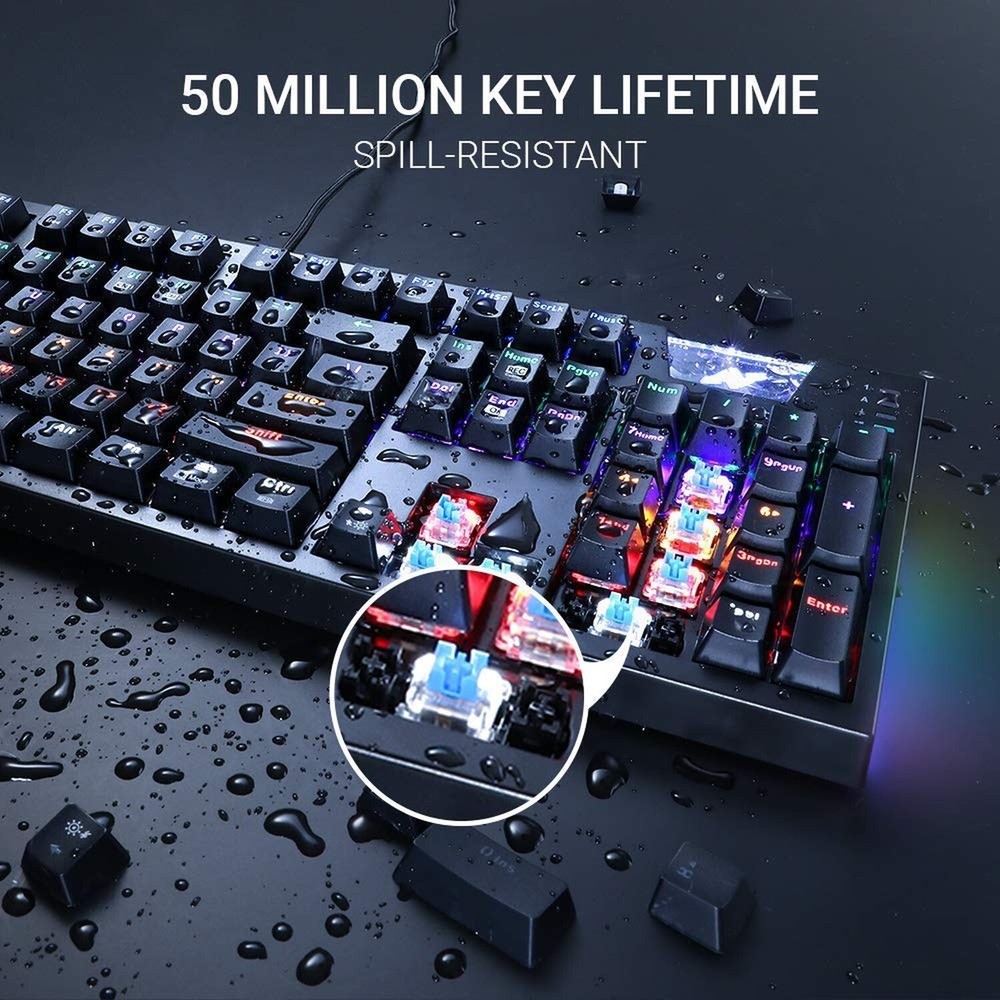 RGB Backlit Gaming Mechanical Keyboard K660 with Side LED and USB Wired