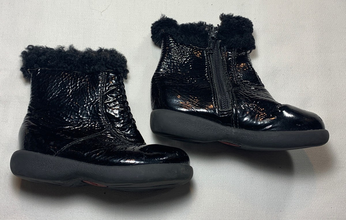 Umi kidsさん専用 UMI Kids Toddler Boots Sz 22 Black Patent Leather Faux Fur Trim | eBay