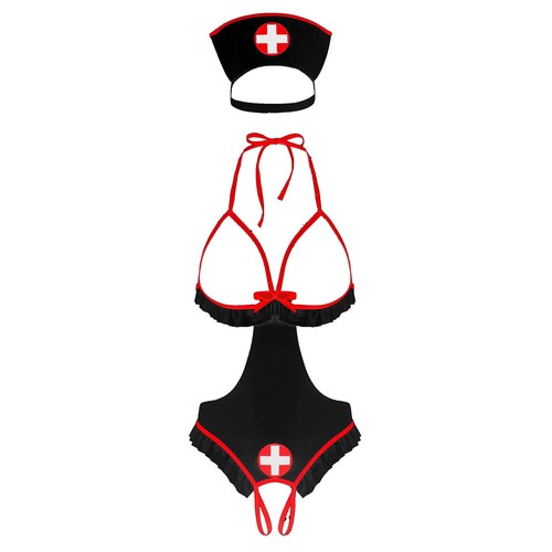 Sexy Nurse Costume Halloween Carnival Cosplay Women Lingerie Set with Headpiece - Picture 22 of 68