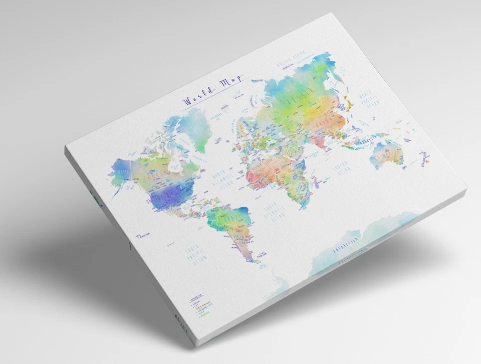 Mapas Mapa Mundial Gigante Internacional Póster Lienzo Impresión Arte de Pared Imágenes Obra de Arte Foto 2 de 4