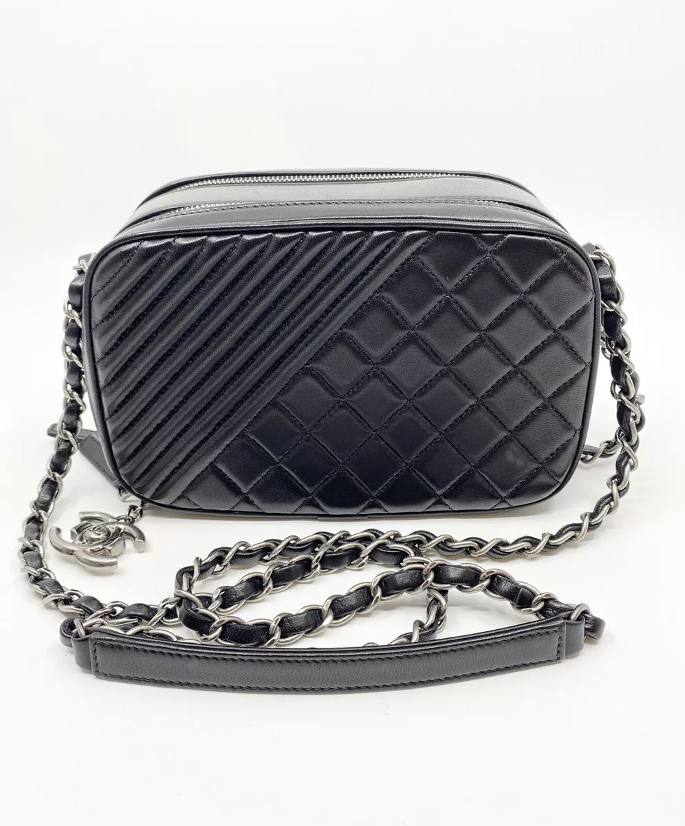 Chanel Black Quilted Lambskin Coco Boy Camera Crossbody SMALL