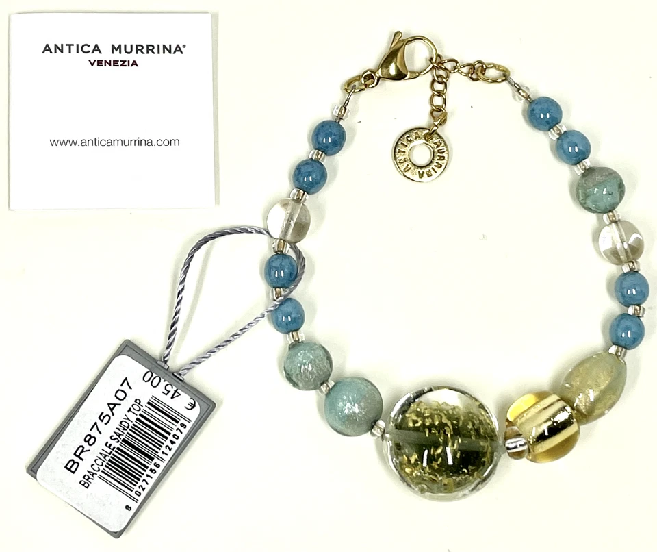 Juego de collar y pulsera de cristal de Murano Antica Murrina Venezia - oro azul Foto 3 de 3