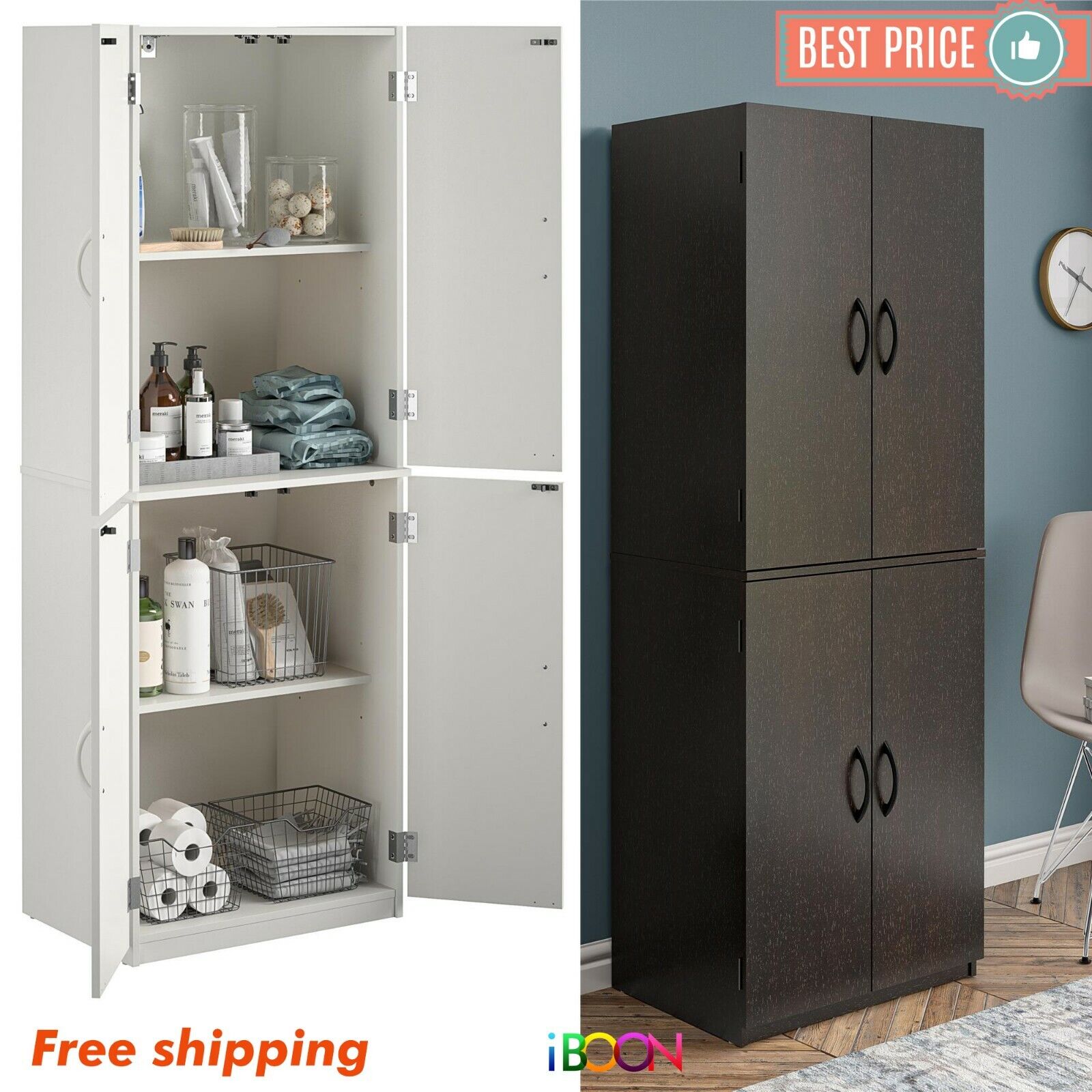 Tall Pantry Cabinet 72 Kitchen Storage With Doors Organizer 5