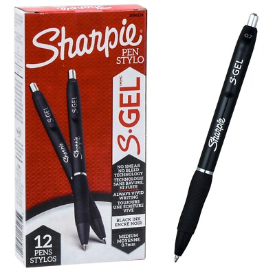 Sharpie S-Gel Pen 2096159, Black Gel Ink, Medium Point, Box of 12  Pens