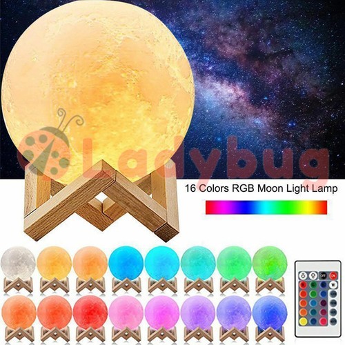 Magical Moon Lamp LED Night Light Moonlight Sensor Remote Control Dimmable 3D - Picture 5 of 16