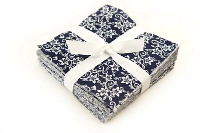 MY QUILT SHOP New Navy & White Basics pre cut charm pack 5" squares 100% cotton fabric quilt