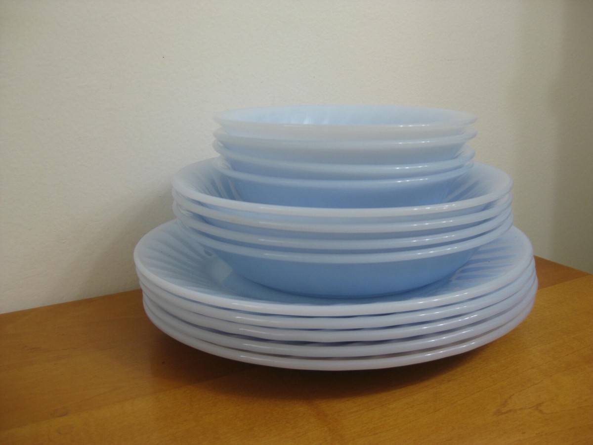 Vintage Fire King Blue Azure-Ite Dish Set 1940s Mint Condition 13 