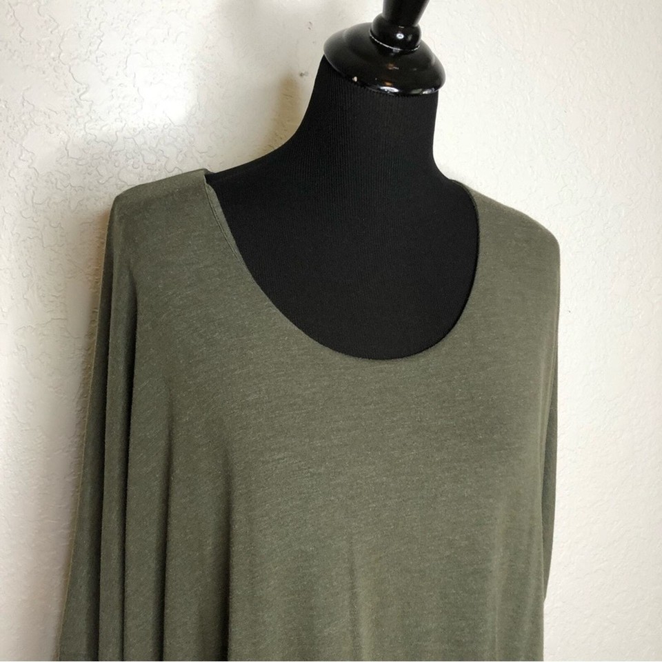 Soft Surroundings army olive green layered jersey knit midi dress size