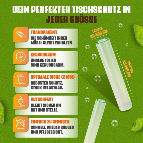 Tischfolie PVC Tischmatte Transparent Schutzfolie Tischdecke Wasserdicht 2mm - Afbeelding 2 van 14